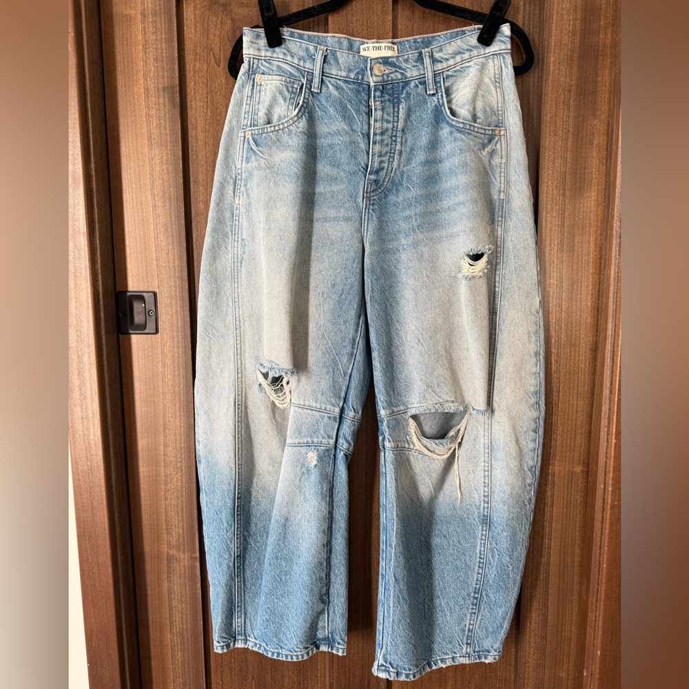 Free People Good Luck Mid Rise Barrel Jean